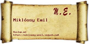 Miklóssy Emil névjegykártya