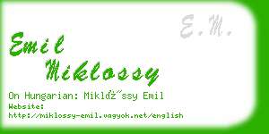 emil miklossy business card